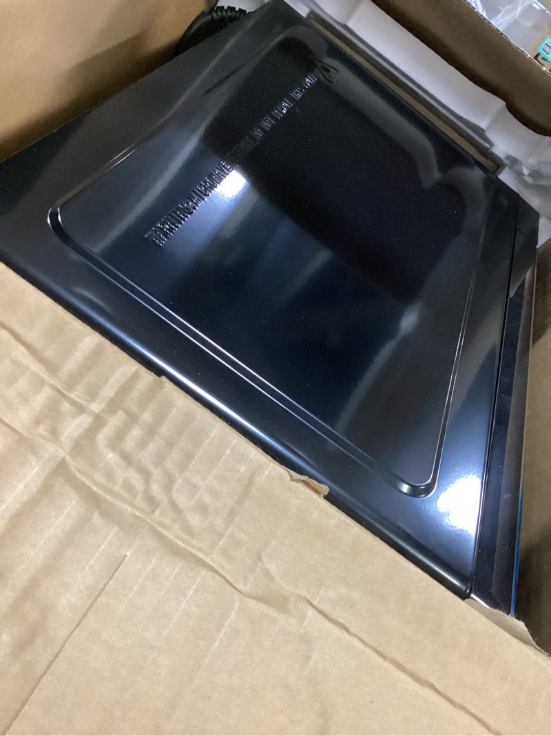 Condition photo showing As Is for Kenmore Countertop Microwave, 6 Auto-Preset Menus, Child Lock, Defrost & Express Cooking Features, 900 Watt, .9 Cu Ft, Stainless Steel Stainless Steel 0.9 Cu Ft