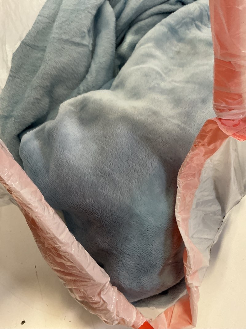 Condition photo showing As Is for viviland micro fleece queen bed sheet set, soft flannel-like polar fleece velvet/velour bed sheets with 15" deep pocket, warm winter sheets & pillowcase set, light blue pearl blue queen