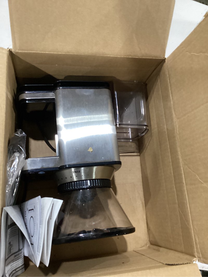 Condition photo showing As Is for Not tested ***Cuisinart Coffee Grinder, Electric One-Touch Automatic Burr Coffee Grinder with 18-Position Grind Selector, Cup Size Selector for 4 – 18 Cups, DBM-8P1, Black Stainless Burr Mill Stainless Steel