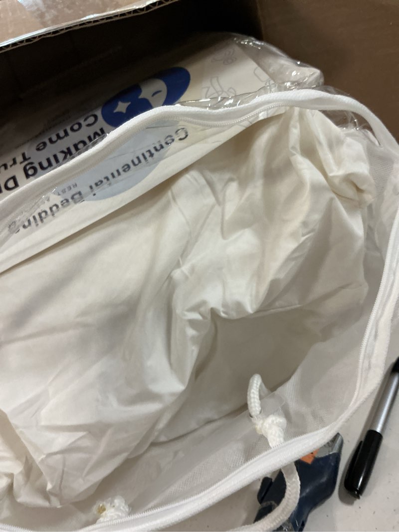 Condition photo showing As Is for Continental Bedding | 50/50 Down and Feather Blend Throw Pillow Insert | 100% Cotton 250TC Shell | Medium Loft Decorative Cushion | 24x24 | 1 Pack White 24x24 inch