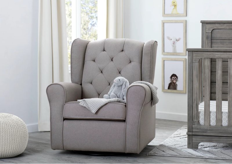 Delta Children Emma Nursery Glider Swivel Rocker Chair, French Gray