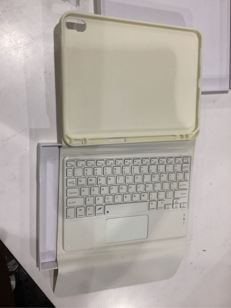 Condition photo showing Good Condition for kenke for ipad 11/10th gen case with keyboard 11/10.9 inch 2025 a16/2022, detachable wireless bluetooth with left side pencil holder, multi-touch trackpad square gray keycaps (cream cream-non backlit-l