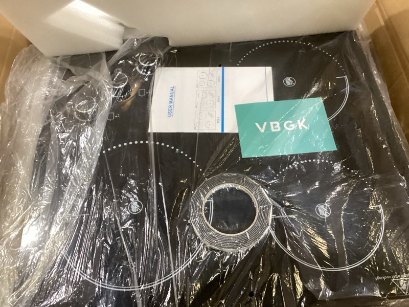 Condition photo showing Good Condition for vbgk electric cooktop,24 inch 220v stove top,touch and knob control,led,9 power levels, kids lock &timer,overheat protection,5000w 3 burner electric cooktop. 3 burners electric cooktop
