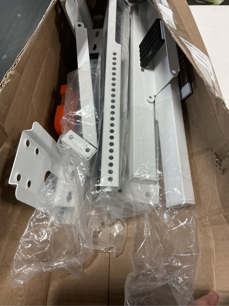 Condition photo showing Good Condition for window ac support bracket, no-drill no-tool air conditioner support bracket adjustable wall mount, heavy duty steel holds up to 300lbs, fits single or double hung windows, white