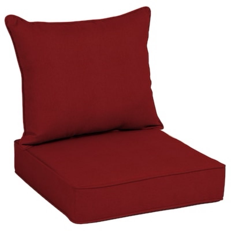 allen + roth 25-in x 25-in 2 -Piece Red Solid Deep seat patio chair cushion