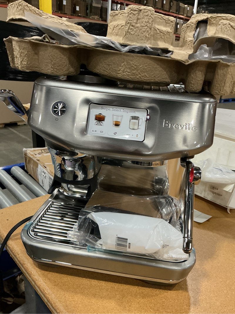 Condition photo showing New/Like New for breville barista touch impress espresso machine bes881bss, brushed stainless steel