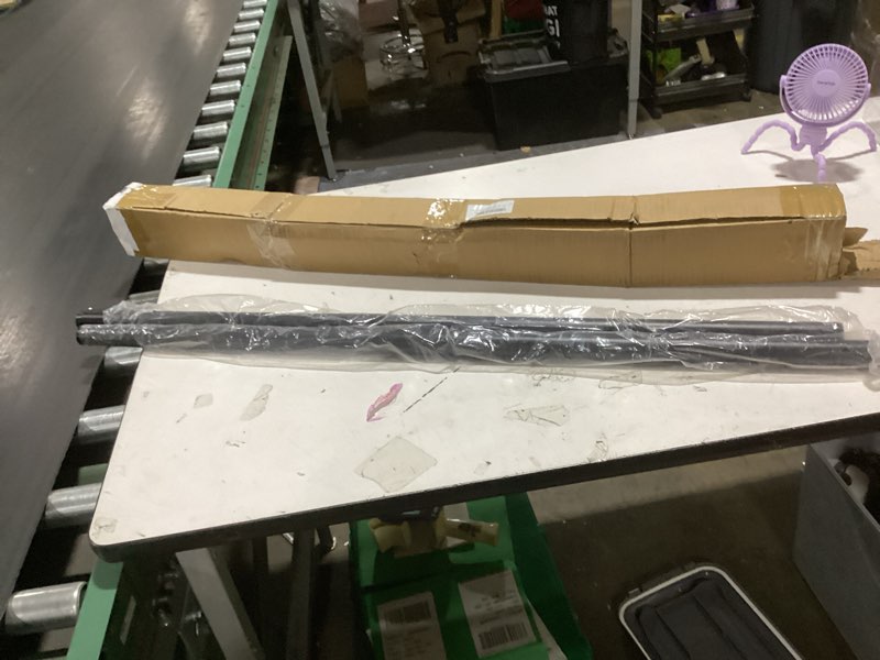 Condition photo showing As Is for aizesi black tension curtain rod 51-144in (4.25-12ft), extra long no-drill adjustable rod for window bathroom shower patio, heavy duty spring tension rod, never rust easy install, 1.26in diameter black 51-144in-1p