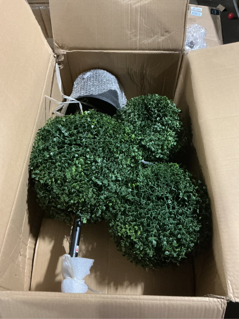 Condition photo showing Good Condition for nearly natural 4ft. artificial triple ball boxwood topiary tree (indoor/outdoor)