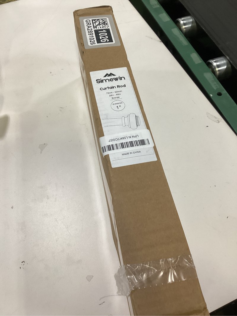 Condition photo showing New/Like New for Heavy Duty Curtain Rods for Windows 48 to 84 Inches, Bronze Curtain Rods with Classic Finials for Bedroom, Living Room, Patio, Kitchen 28"-88" Bronze