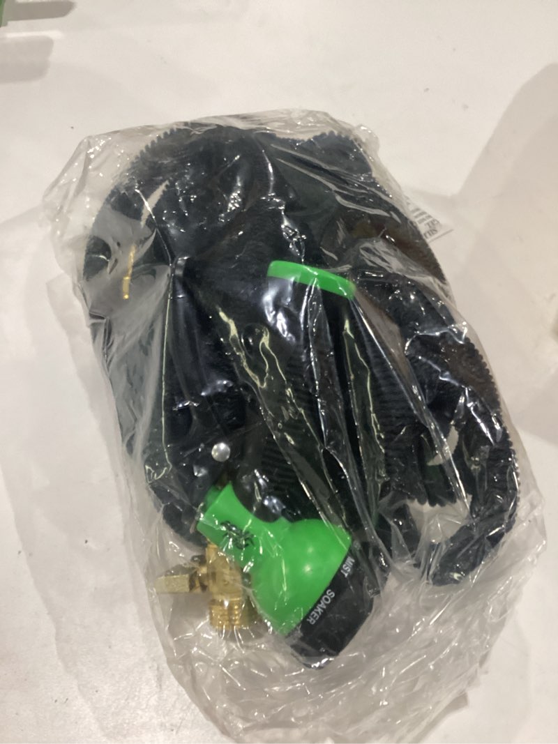 Condition photo showing New/Like New for flexi hose expandable garden hose with 8 function nozzle, 50ft - lightweight retractable garden hose, water hose - no-kink flexibility, 3/4 inch solid brass fittings and double latex core 50ft black