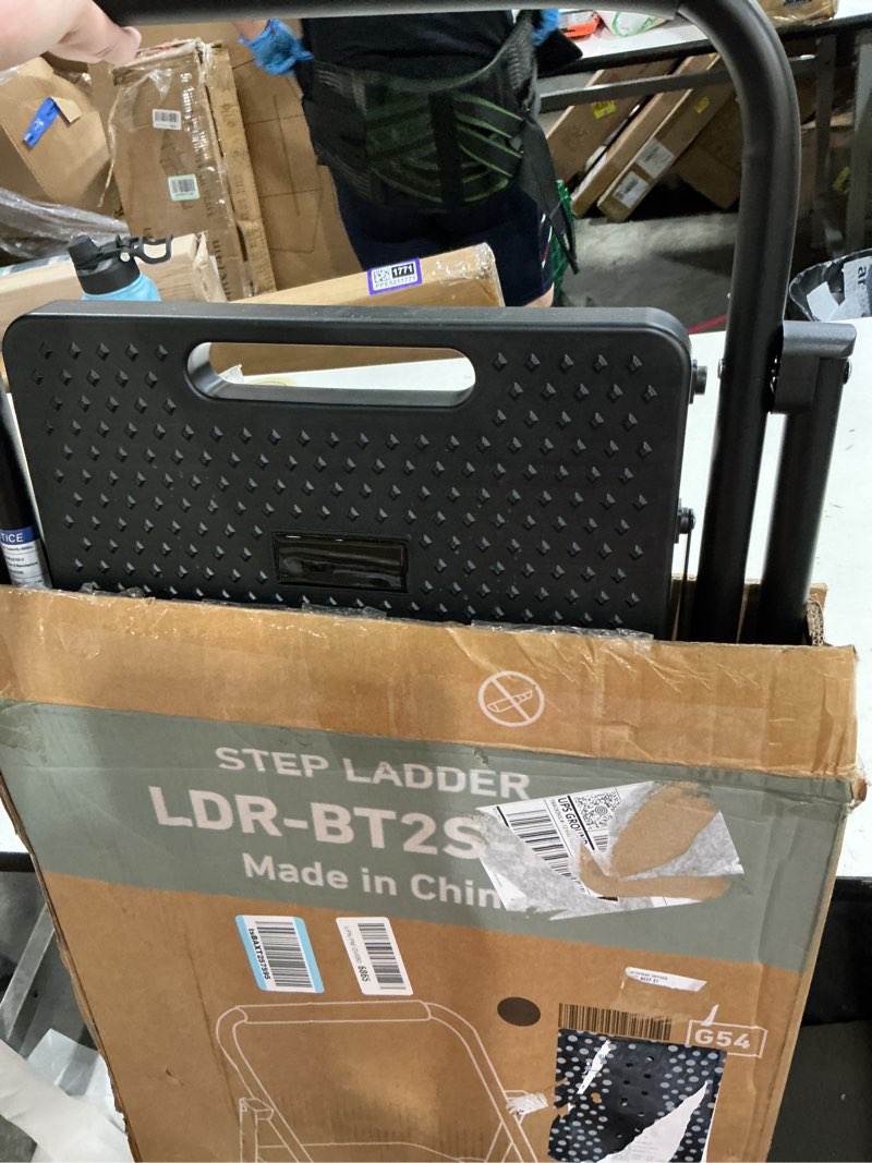 Condition photo showing New/Like New for dumos step ladder, 2 sturdy step stool with anti-slip pedal & comfortable handrail, portable heavy duty step stool for kitchen, garage & outdoor use, 800lbs, black black 800lbs 2-step