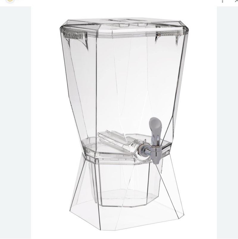 creativeware crown beverage dispenser with base and name clip, 3.5 gallon, clear