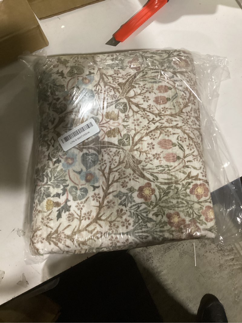 Condition photo showing As Is for vintage moss green entryway rug, 3x4 washable area rugs for kitchen, bathroom, bedroom, oriental low pile stain resistant non-slip small throw rug moss 3' x 4' (rectangular)