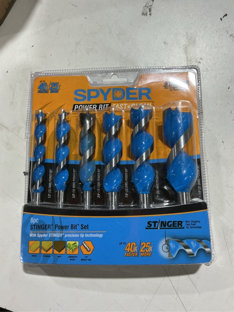 Condition photo showing Good Condition for spyder stinger 6-piece x 6-1/2-in woodboring power spade drill bit set