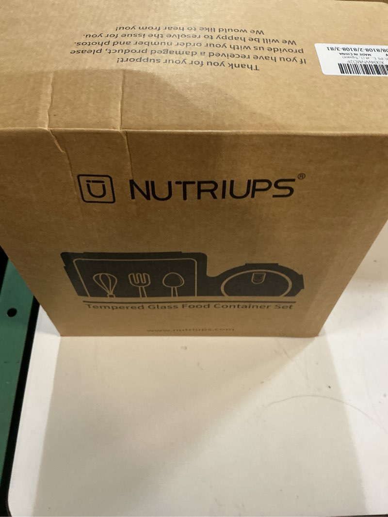Condition photo showing New/Like New for nutriups 112oz/68/34/17oz large glass food storage containers with airtight lids, square meal prep container set, easy-open vented lid, oven safe baking dish 1 square