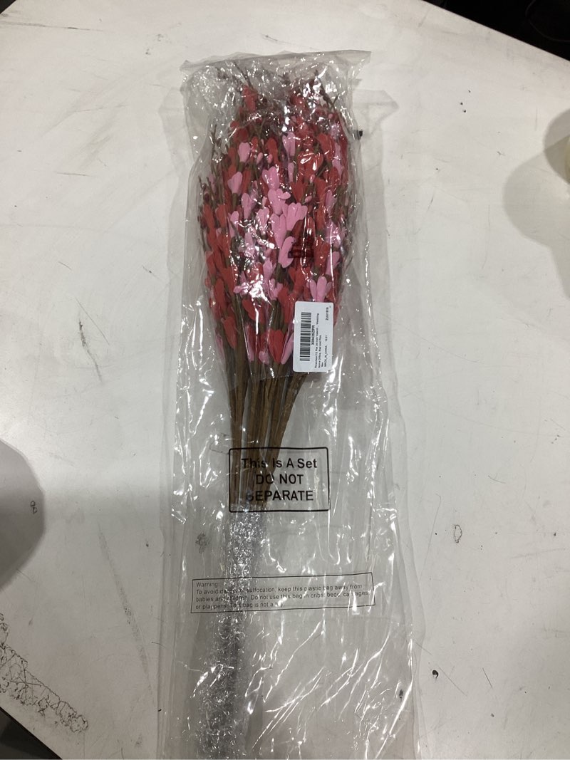 Condition photo showing New/Like New for riceshoot 12 pcs 24 inch valentine's day artificial forsythia flower branches spring flowers artificial branches for vase silk forsythia branches for indoor outdoor wedding home office, red and pink