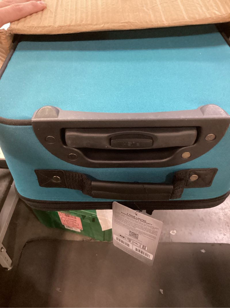 Condition photo showing Good Condition for U.S. Traveler Rio Lightweight Softside Rolling Carry-on Suitcase, 2-Wheel Set, Teal Teal 2-Wheel Set (21"/14")