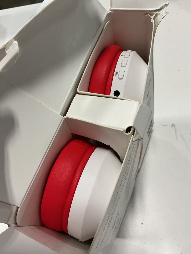 Condition photo showing Good Condition for kid safe white out red wireless over the head anc headphone