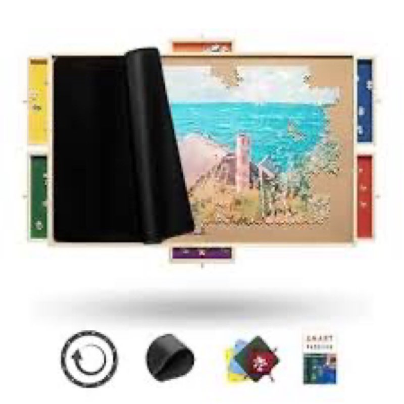 Rnice 1500 Piece Rotating Puzzle Board Pro, with 6 Drawers, Rubber Cover Mat, 34" x 25", 360° Lasy S