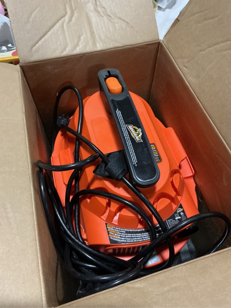 Condition photo showing As Is for armor all aa255w wet/dry utility vac 2.5 gallon, 2.5-gallon,120 volts (ac), orange/black update 2.5 gal