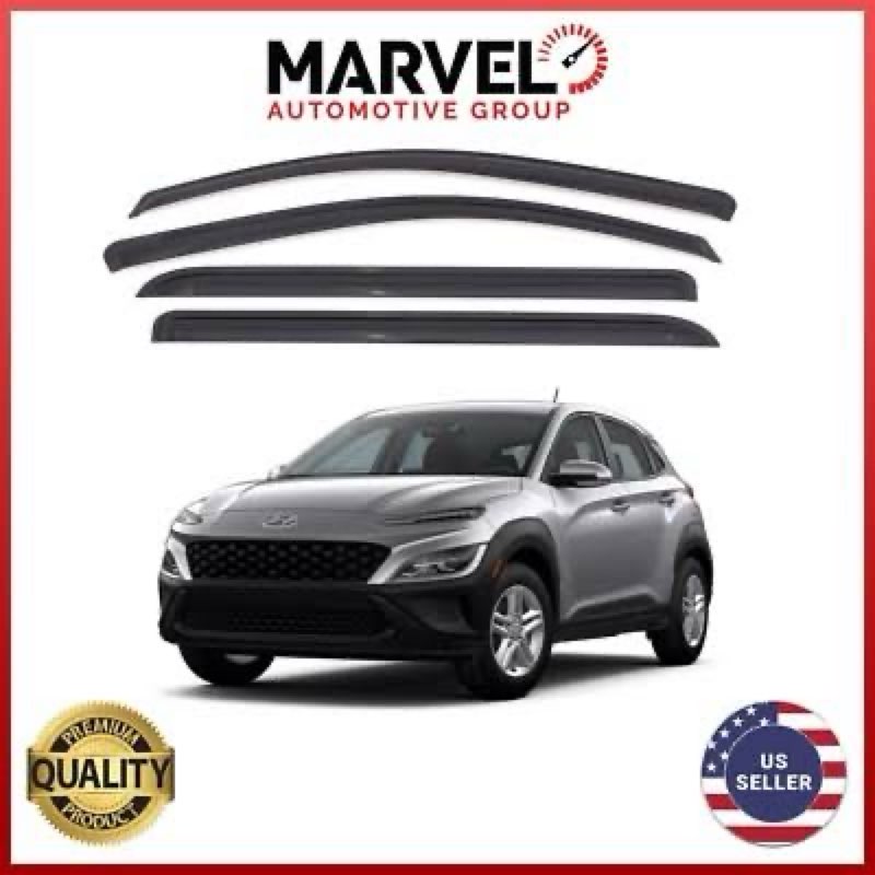 window visors rain guards for 2018-2023 hyundai kona, out-channel window vent wind deflectors visors