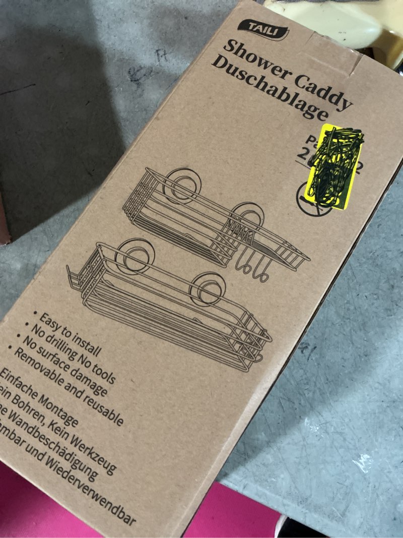 Condition photo showing New/Like New for taili shower caddy suction cup 2 pack with hooks and soap holder, heavy duty shower organizer for bathroom, no drilling silver bathroom suction shelves
