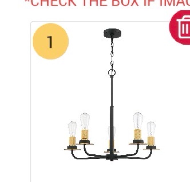 F28035-23 Sunset Onyx Chandelier Light, 5, Matte Black, Brushed Satin Gold