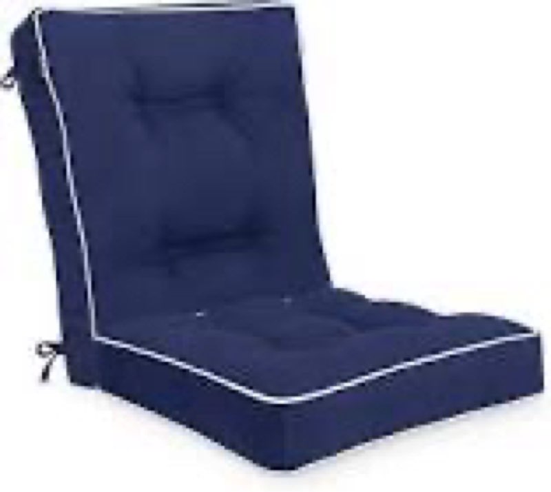 Favoyard Outdoor Rocking Chair Cushion 20 × 20Inch Water Resistant & 3-Year Color Fastness Patio Chairs Cushions for Rockers Furniture, Set of Seat & Back Thick Tufted Cushion with Tie Straps, Blue Blue 20 x 20 Inch (Seat&Back Set)