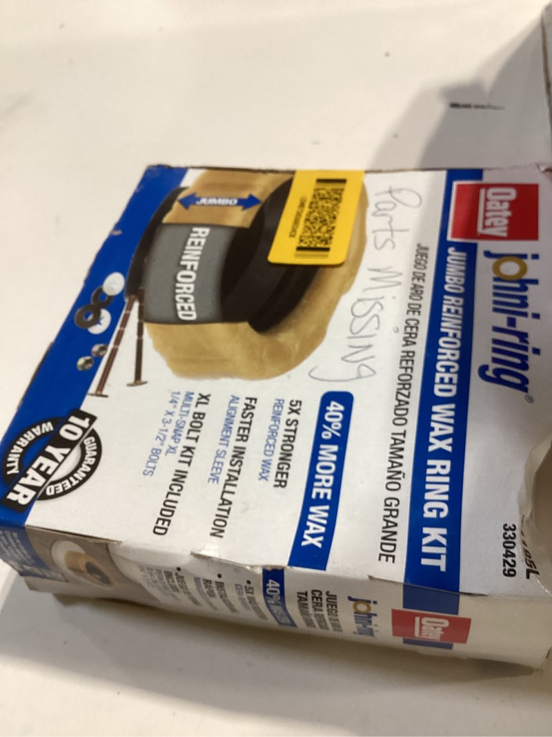 Condition photo showing As Is for oatey johni-ring 3-in brown wax jumbo toilet wax ring with bolts