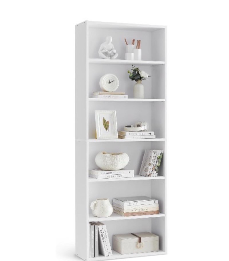 vasagle custos collection - bookshelf, 6-tier bookcase, book shelf, open storage shelf, 9.4 x 31.5 x