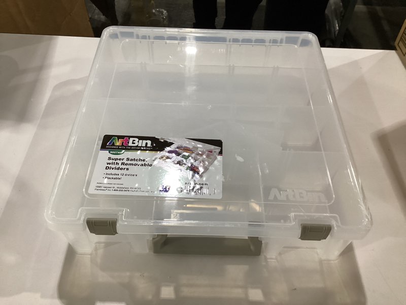 Condition photo showing As Is for artbin 9007ab super satchel with removable dividers, portable art & craft organizer with handle, [1] plastic storage case, clear 1 pack removable dividers