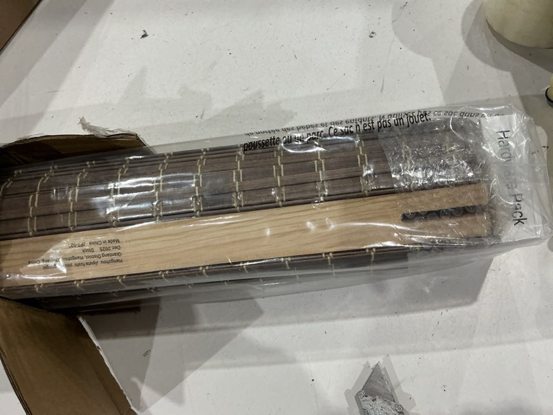 Condition photo showing New/Like New for lazblinds cordless bamboo roman shades, privacy blinds for interior windows, room darkening roll up bamboo blinds for home & patio, 22.5" w x 48" h, bdp-driftwood privacy - driftwood 22.5" w x 48" h