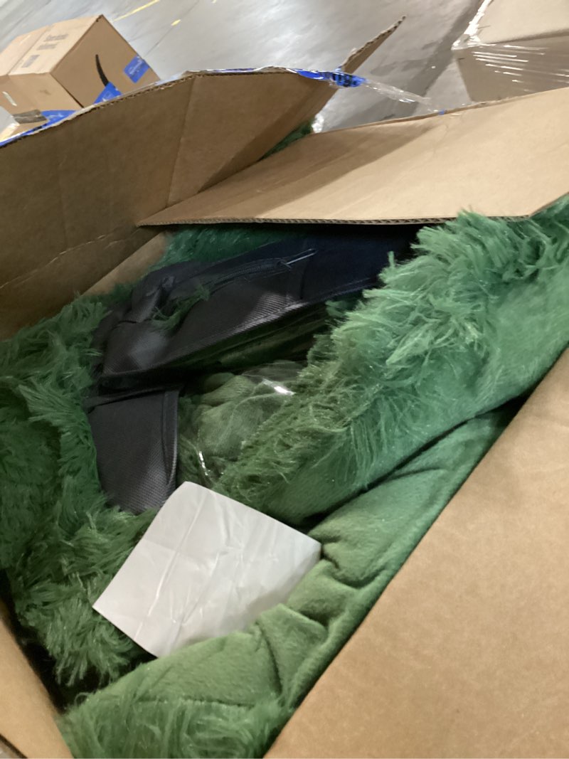 Condition photo showing As Is for andency faux fur sage green comforter set queen size, 3 pieces fluffy fuzzy plush bedding comforter set (1 shaggy velvet comforter & 2 pillowcases), soft puffy comfy down comforter bedding set 06 - green queen (90"x90")
