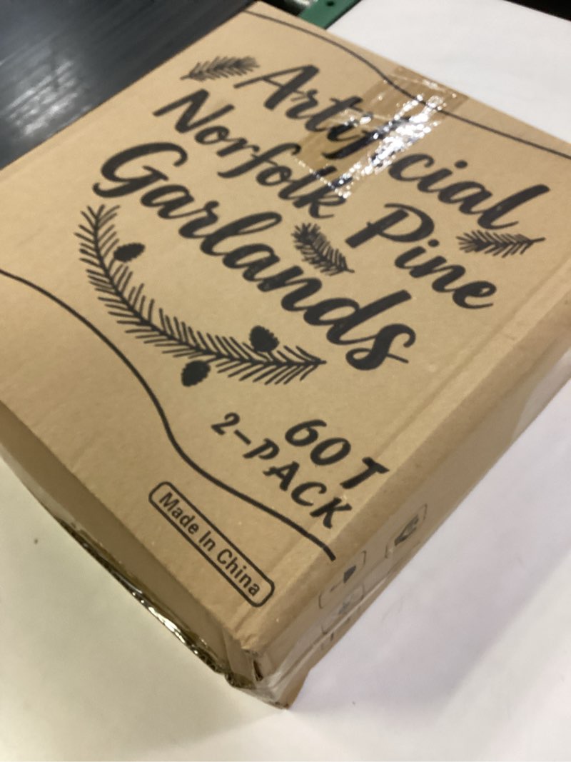 Condition photo showing New/Like New for 6ft 2Pcs Norfolk Pine Garland - Realistic Christmas Greenery Garland with Real Touch PE Leaves for Mantle, Table, Fireplace, Indoor, Outdoor Christmas Decorations