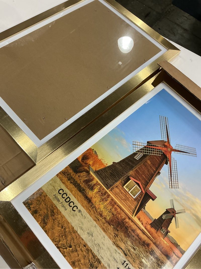 Condition photo showing Good Condition for 12x18 picture frame set of 2, 12 x 18 wood poster frames with mat for 11x17, wooden photo frames with tempered glass cover for wall display,gold gold 12x18-2pack