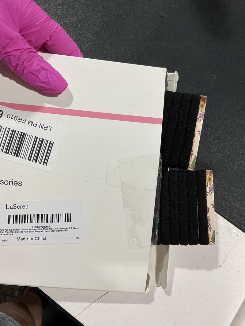 Condition photo showing Good Condition for luseren 120pcs black hair ties for thick hair – seamless no damage elastic ponytail holders, black hair band,bulk nylon hair elastics for women