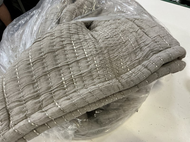 Condition photo showing Good Condition for organic cotton channel stitch coverlet set, king/cal king, taupe