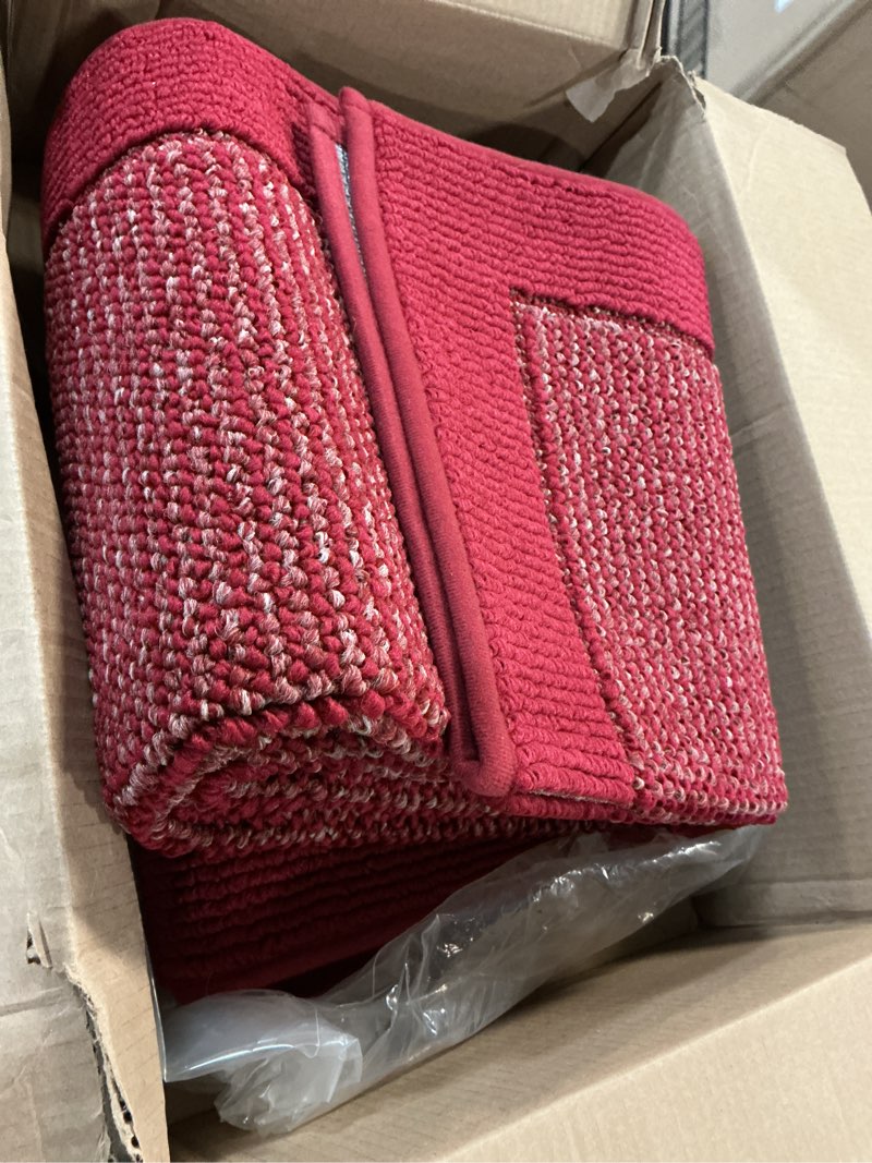 Condition photo showing Good Condition for BEQHAUSE Kitchen Rugs and Mats Set of 2 Non-Slip Kitchen Mats for Floor, Absorbent and Stain Resistant Kitchen Runner, Machine Washable Rugs for Kitchen, Laundry & Sink, 24"x36"+24"x60", Red 24"x36"+24"x60" Red