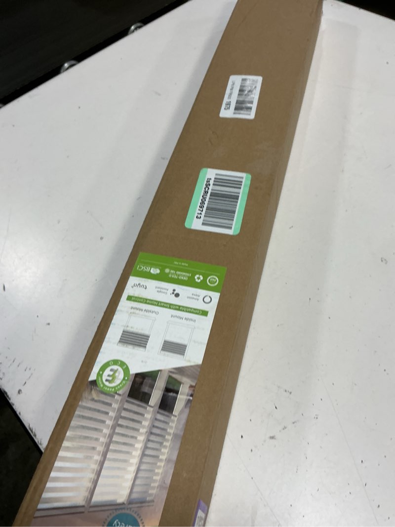 Condition photo showing New/Like New for denfoon motorized zebra blinds, solar powered dual layer automatic shades with remote control, rechargeable smart blinds horizontal wireless electric shades for windows, custom size, gray? 30 x 72 gray 30"w x 72"h