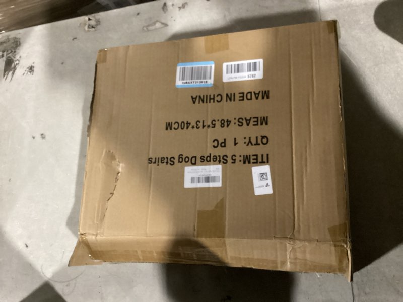 extra wide 5 steps dog stairs for large dogs, foldable dog ramp for car with non-slip surface, light