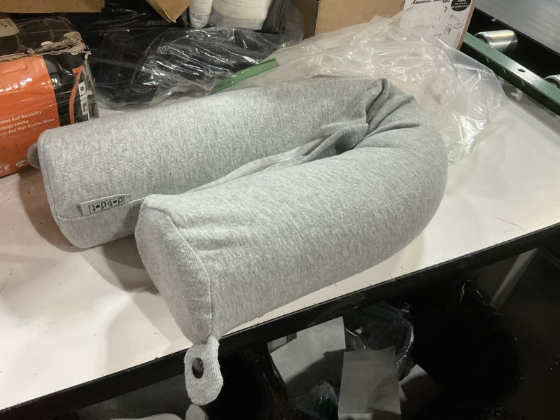 Condition photo showing As Is for dot&dot twist memory foam travel pillow for airplanes - travel neck pillow for sleeping - airplane pillow for neck support, chin, lumbar and leg - adjustable, bendable neck roll pillow gray standard (26")