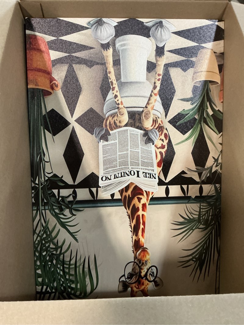 Condition photo showing Good Condition for zughrerf giraffe bathroom humor canvas wall art funny giraffe reading newspaper on toilet wall decor cute animal poster print painting artwork for kids bathroom restroom home decor 16x24in canvas canvas 24l" x 16w"