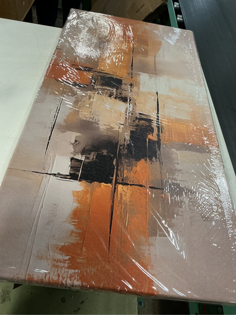 Condition photo showing New/Like New for sense&sensitivity arts modern orange abstract wall art - premium textured wall art, orange, grey and black wall decor for home and office decor wall painting contemporary geometric print pictures home decoration ideas 40x20 ready to hang orange-2 40l" x 2
