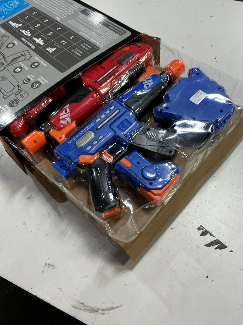 Condition photo showing New/Like New for rechargeable laser tag guns set of 4 with led digital multi-functional vests birthday gifts toys for kids boys girls 8 9 10 11 12+ years old christmas ablue/red/green/yellow
