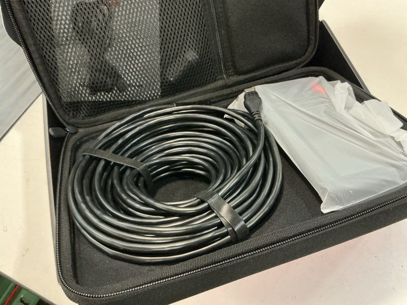 Condition photo showing Good Condition for depstech 50ft endoscope camera with light: triple lens 5" ips screen sewer inspection camera, 1080p industrial borescope, split screen, semi-rigid cable, waterproof drain pipe tool, carrying case