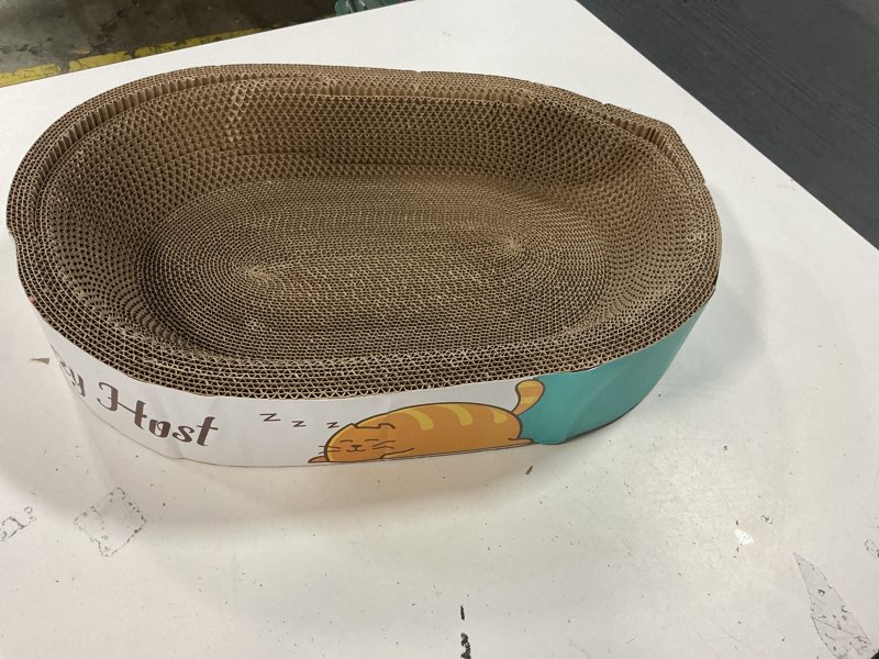 Condition photo showing As Is for Cardboard Cat Scratching Bed Training Toys for Small, Medium and Large Cats Mat 50cmx33cmx8cm