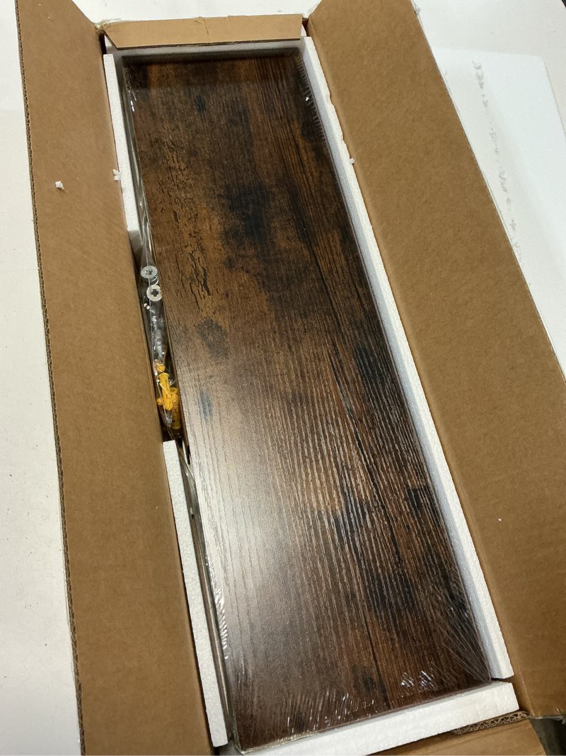 Condition photo showing New/Like New for bayka floating shelves, 22.5 inches rustic wood wall shelves for bathroom?bedroom, living room, kitchen & book, hanging display decor organization shelf with 22 lbs capacity (rustic brown) b. rustic brown - americana farmhouse style 22.5inches