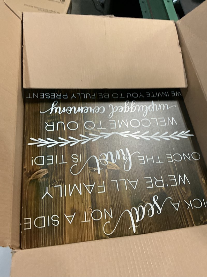 Condition photo showing As Is for Wedding Sign Rustic Pick A Seat & Unplugged Wooden Vertical Sign for Wedding Ceremony & Reception Decor Seating Plan & Directional Decorations, Engagement & Anniversary Sign - 18x24in