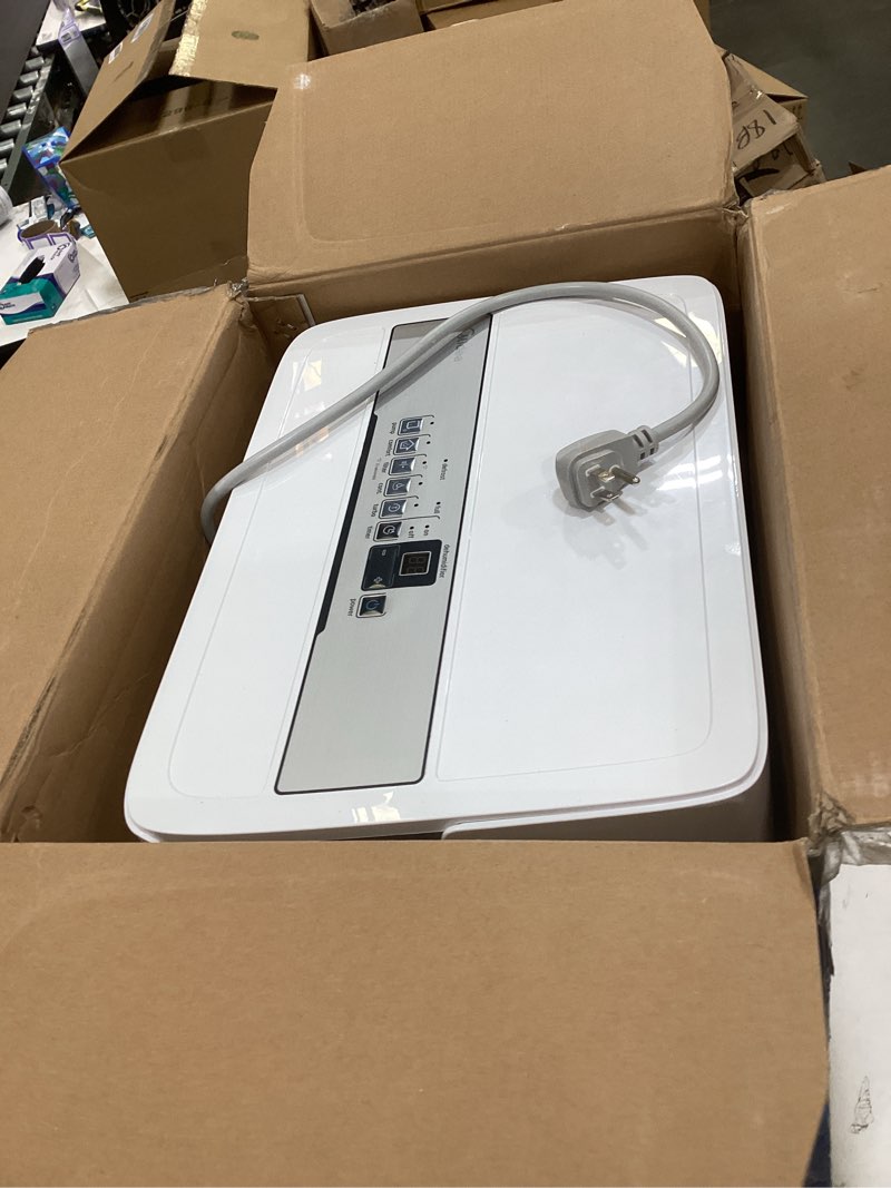 Condition photo showing As Is for midea 4,500 sq. ft. dehumidifier with pump included, 50 pint - ideal for basements, large & medium sized rooms, and bathrooms (white) 4,500 sq. ft. with pump - wifi