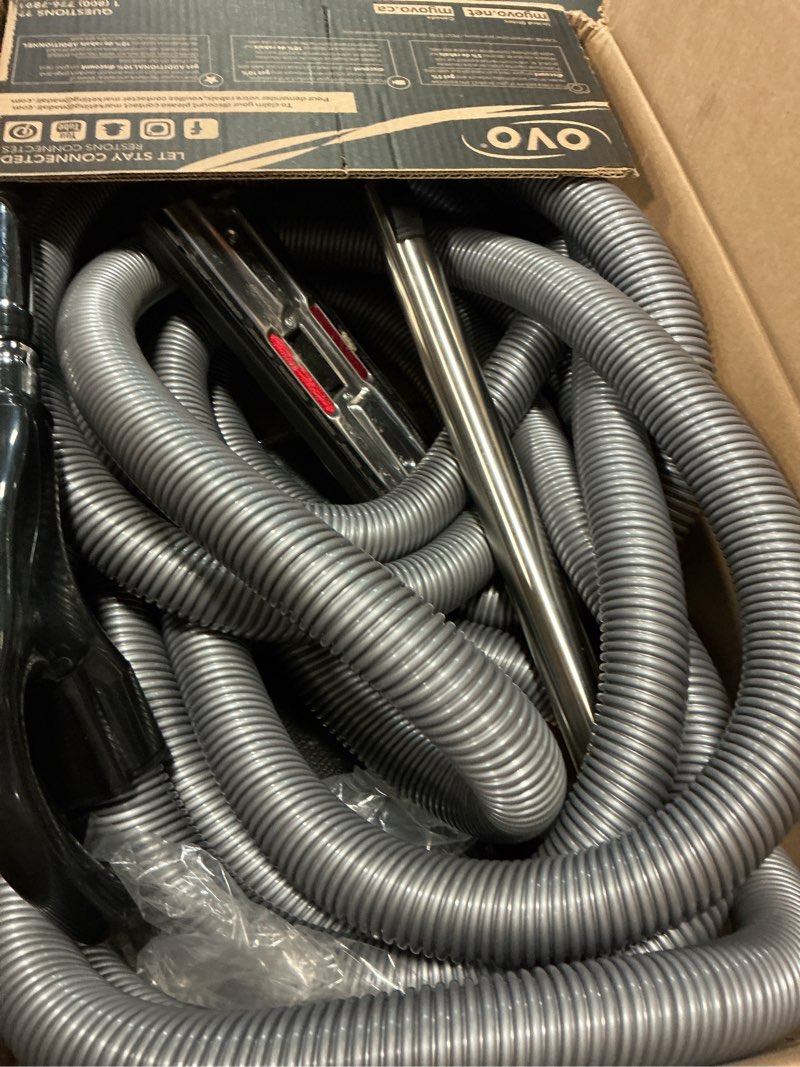 Condition photo showing As Is for ovo central vacuum standard kit, with 30/35/40/50ft low-voltage hose, on/off control at the handle, 12’’ combo brush and accessories, for hard surfaces and carpets, b 40', black, (kit-lv40s) 40ft black